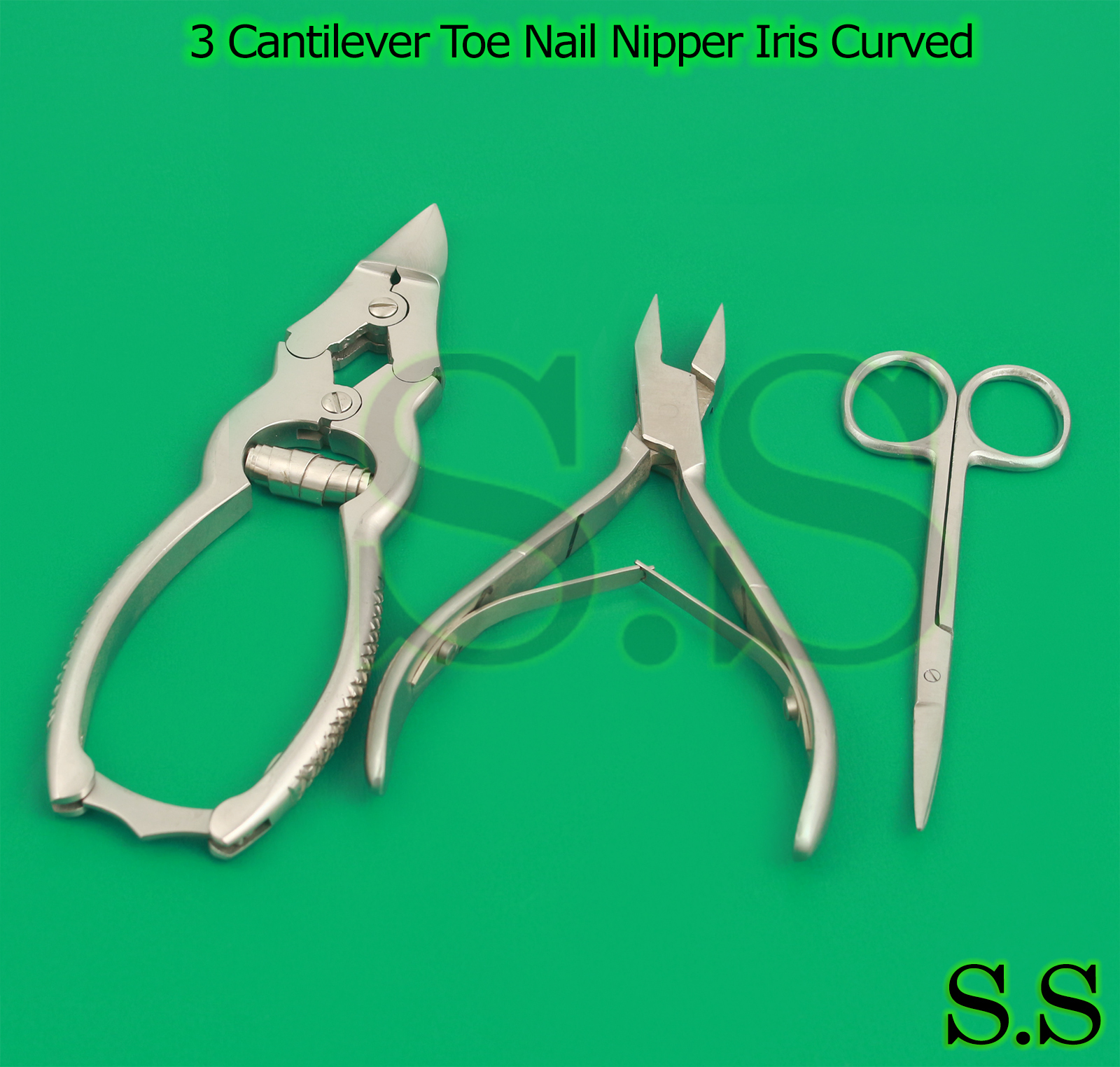Set Of 3 Cantilever Toe Nail Nipper Iris Curved Podiatry Chiropody Instru BTS-88
