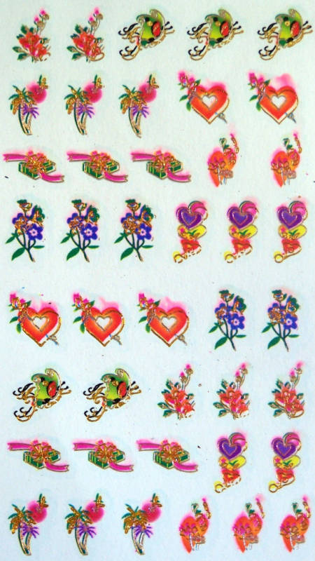 Nail Art, Water Decals 40 per sheet Presents, Palm tree