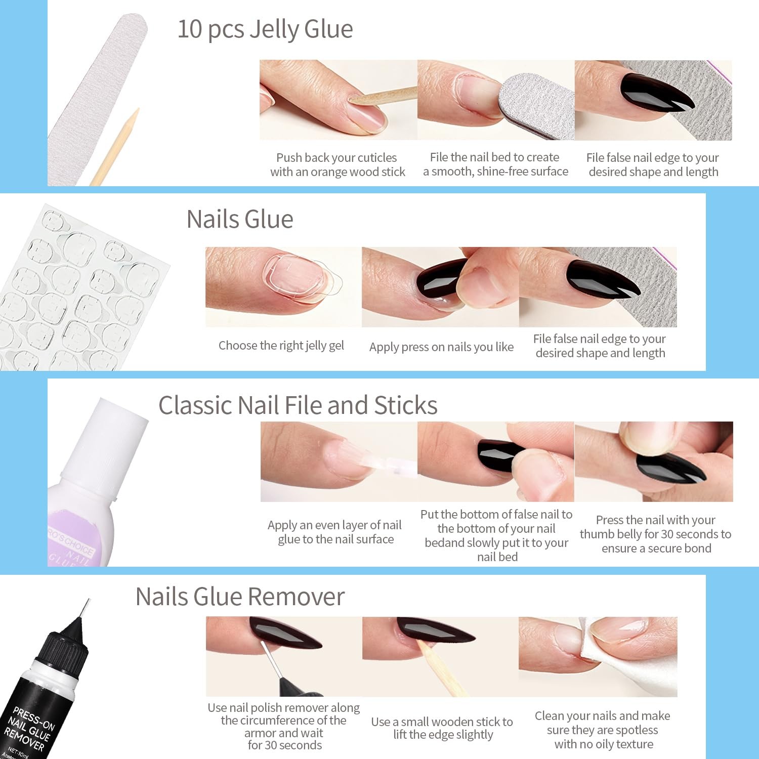 Matte Shimmer Full Cover Reusable Press On Acrylic Nails