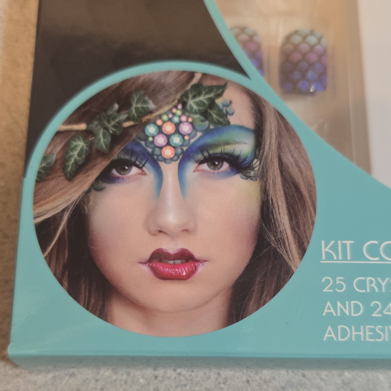 Fright Night Mermaid Press-On Nail Kit 24pc Short Square ABS Glitter + Glue