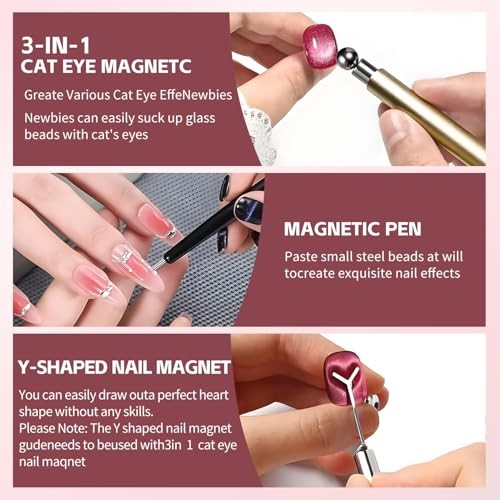 4-Piece Cat Eye Magnet Set – Nail Magnet, Heart-Shaped Nail Art Magnet, Gold