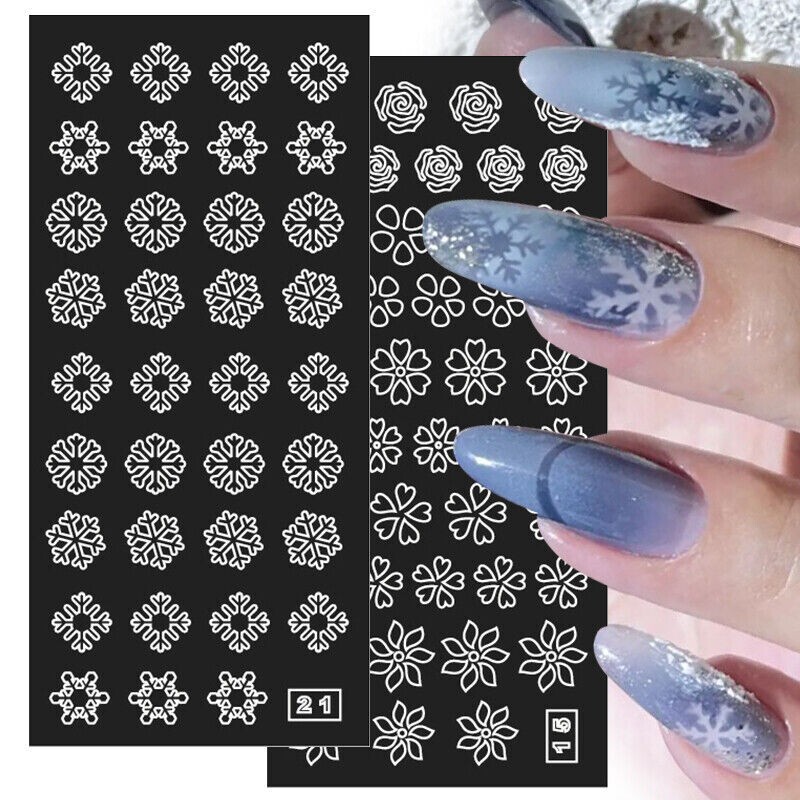 Hollow Painting Nail Stickers French Butterfly Star Heart Snowflake Pattern NS43