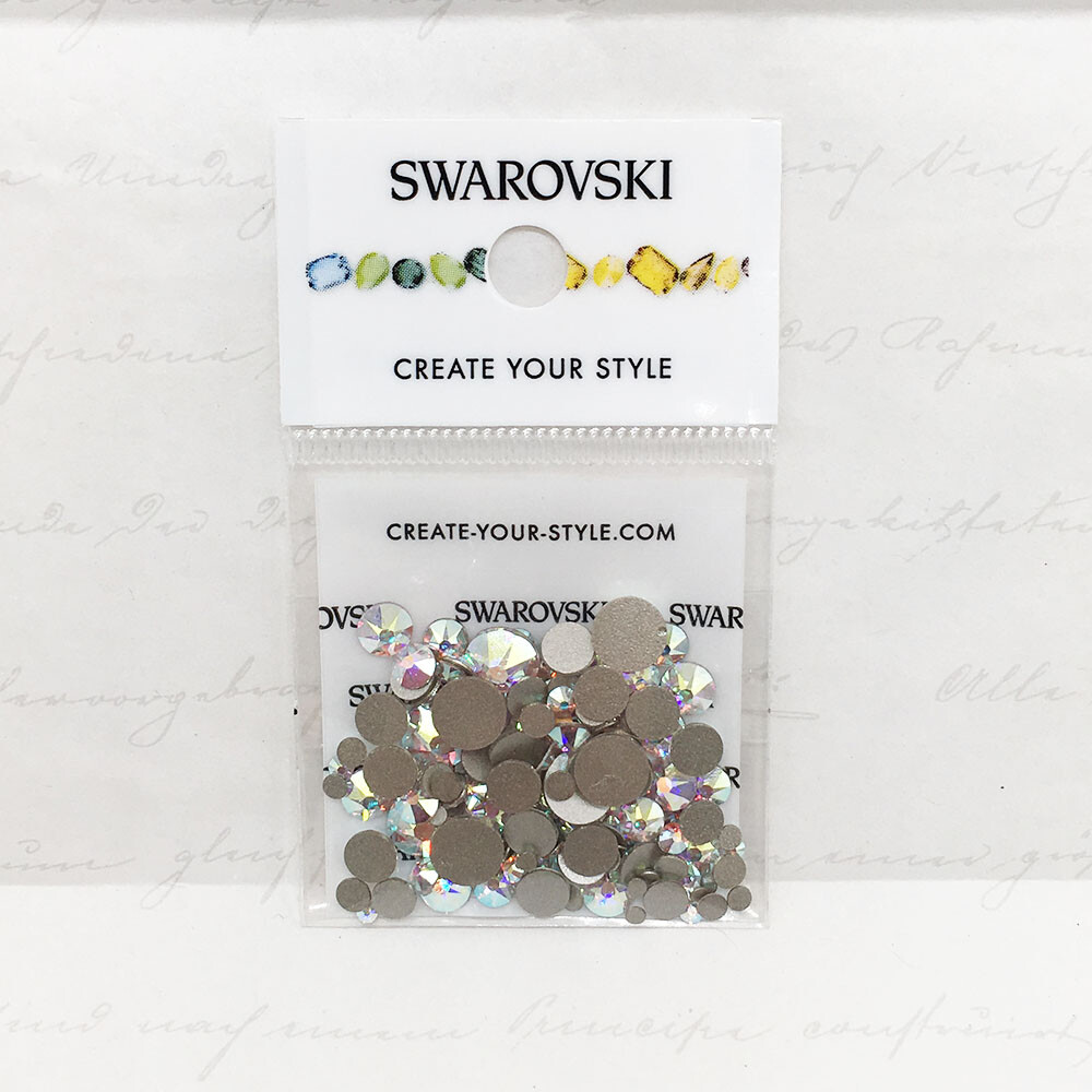 144 pcs Mixed Sizes Swarovski 2058/2088 Flatbacks nail art CRYSTAL AB (001 AB)