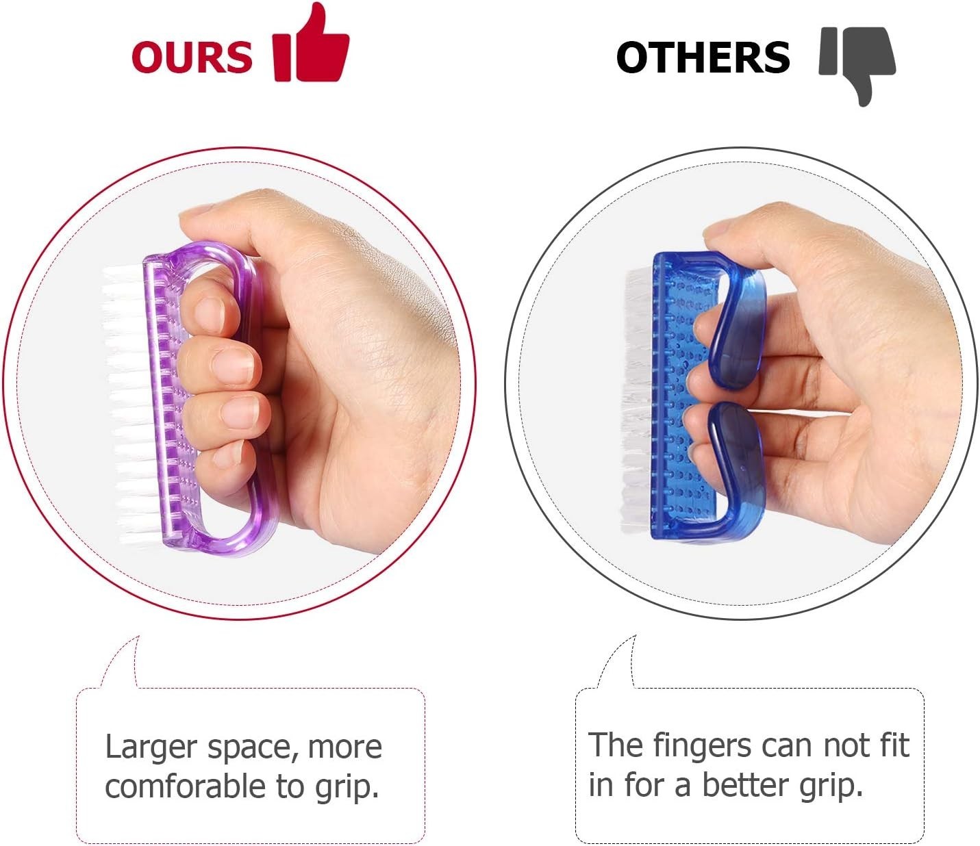 Vibrant 4-Piece Nail Brush Kit with Practical Handles for Effortless Care
