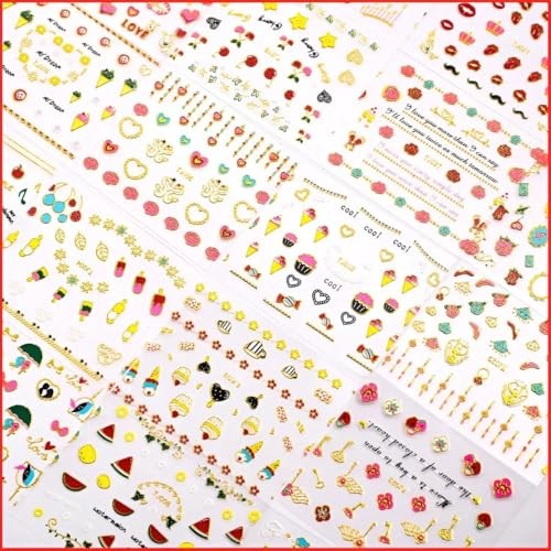 30 Sheets Valentine’s Day Nail Stickers 3D Embossed Love Heart Nail Art Style-1
