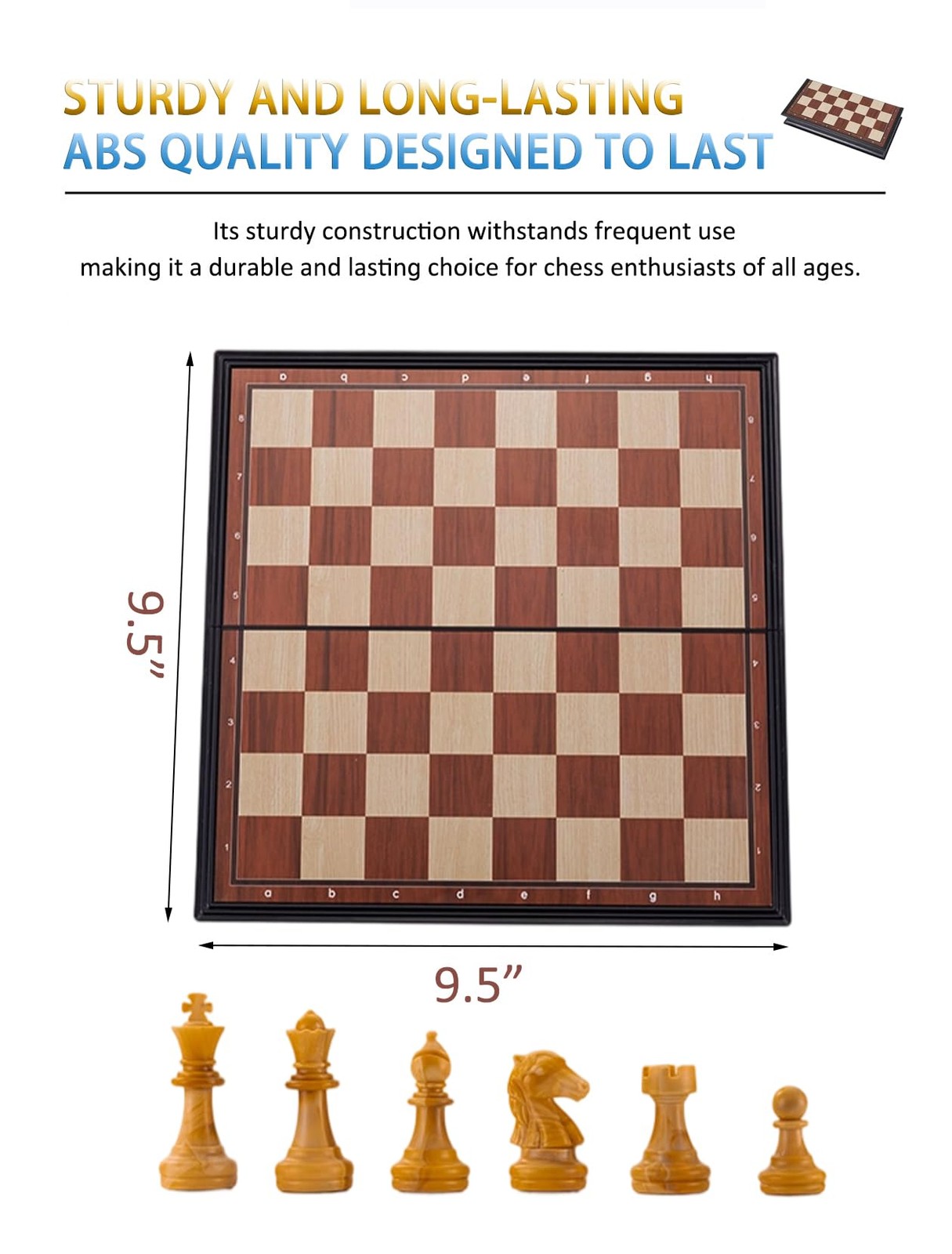 Chess Sets Magnetic Board Games – 9.5 Inches Travel Standard, Wooden-style