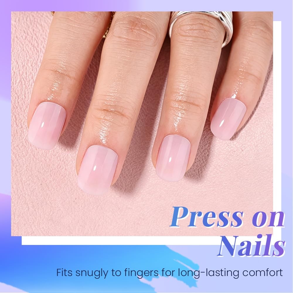 evpct Pale Nude Short Squoval Press on Nails 30 Pc