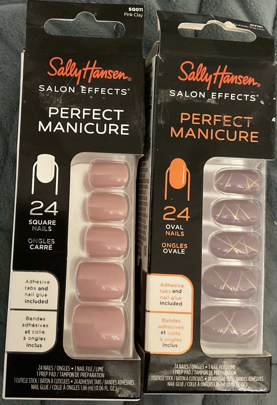 SALLY HANSEN Perfect Manicure Nails Lot Of 2 Pink Clay Outside The Lines 24 Each