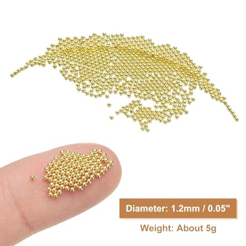 Nail Art Beads 0.05″ () Mini Metal 3D Caviar Nails Beads Ball 1.2mm Gold Tone