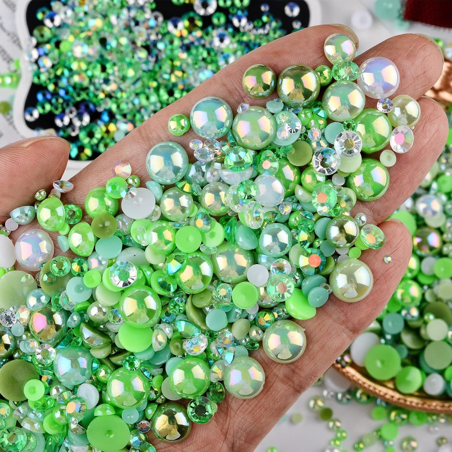 3900+ Pcs Rhinestones and Pearls Kit, 2-10Mm Flatback Gems for Nail Art, Tumbler