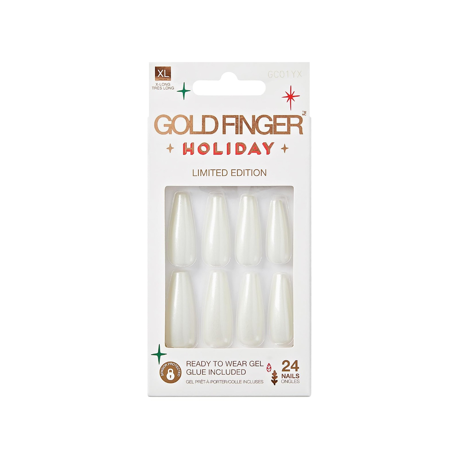 24 Pcs Holiday Press On Nails – Christmas French Tip Square Coffin Oval Fake …