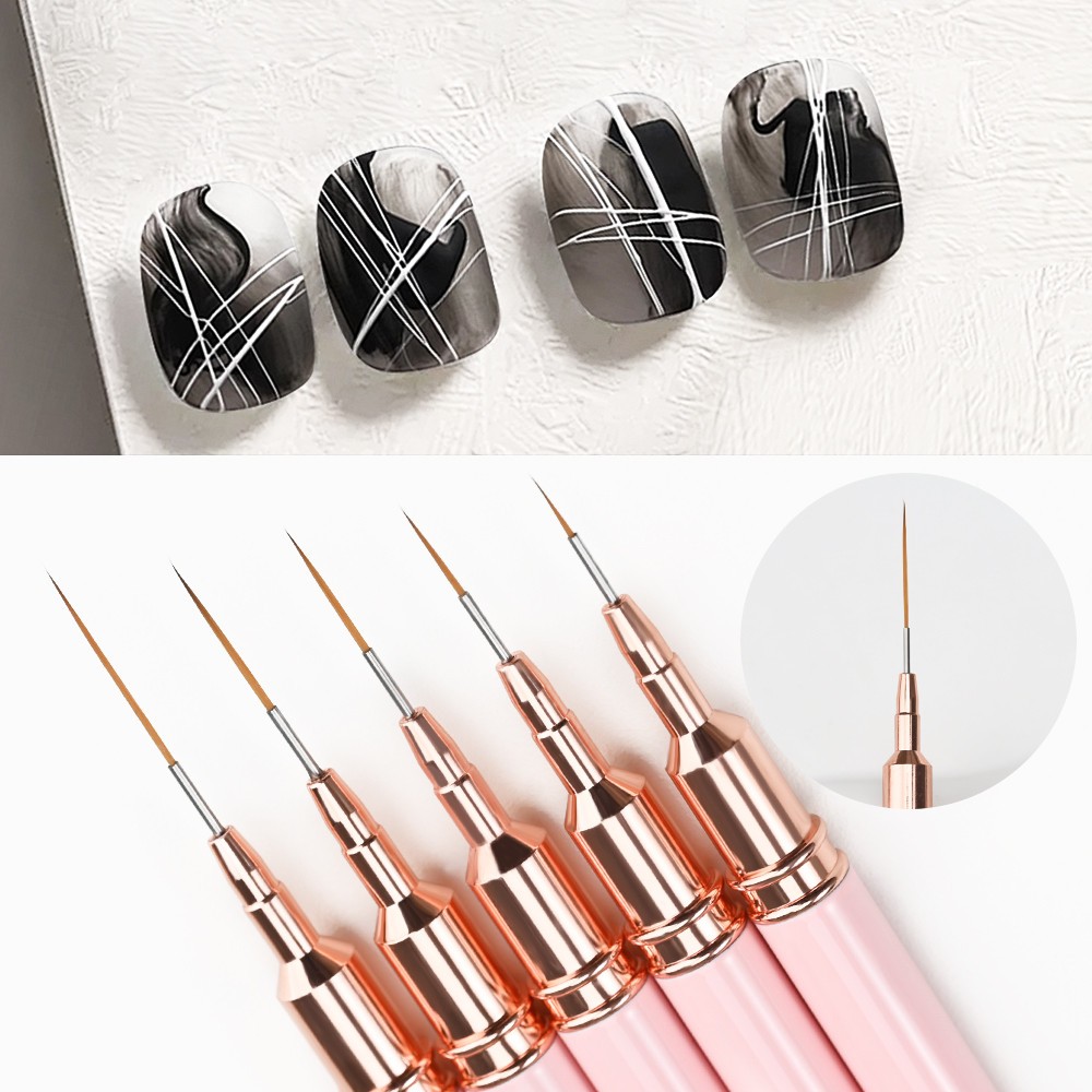 5/10pcs Pink/Black Nail Art Liner/Painting Brushes Ultra-thin Line Drawing Tool