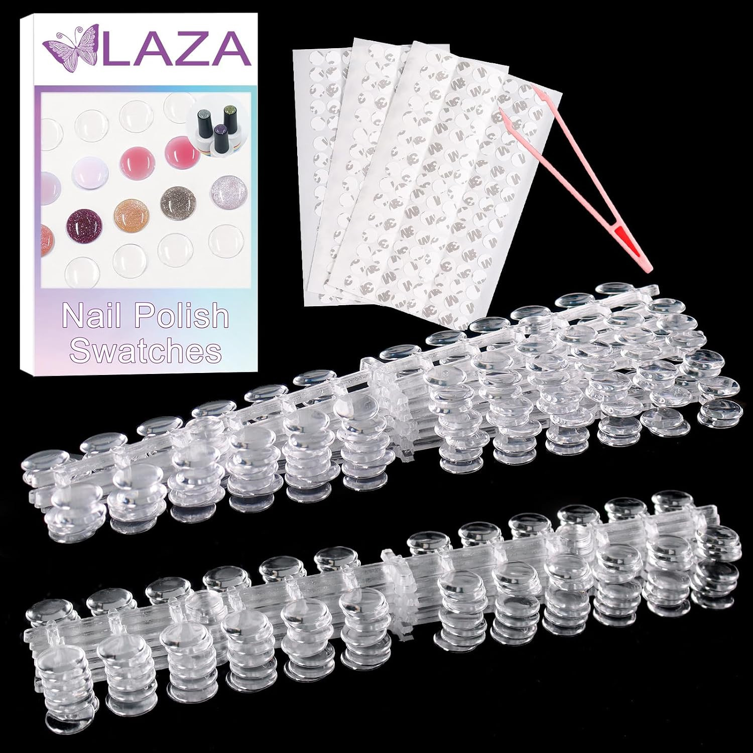 360Pcs Nail Polish Swatch Dots with Adhesive Stickers Box-Packed 12Mm Clear roun