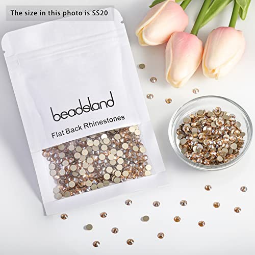 Flat Back Crystal Rhinestones Round Gems for Nail SS20/1440pcs Golden Shadow