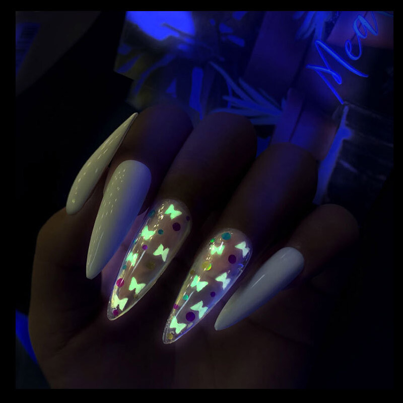Butterfly Love Luminous Shiny Colorful Nail Art Glitter Sequins Glow In The Dark
