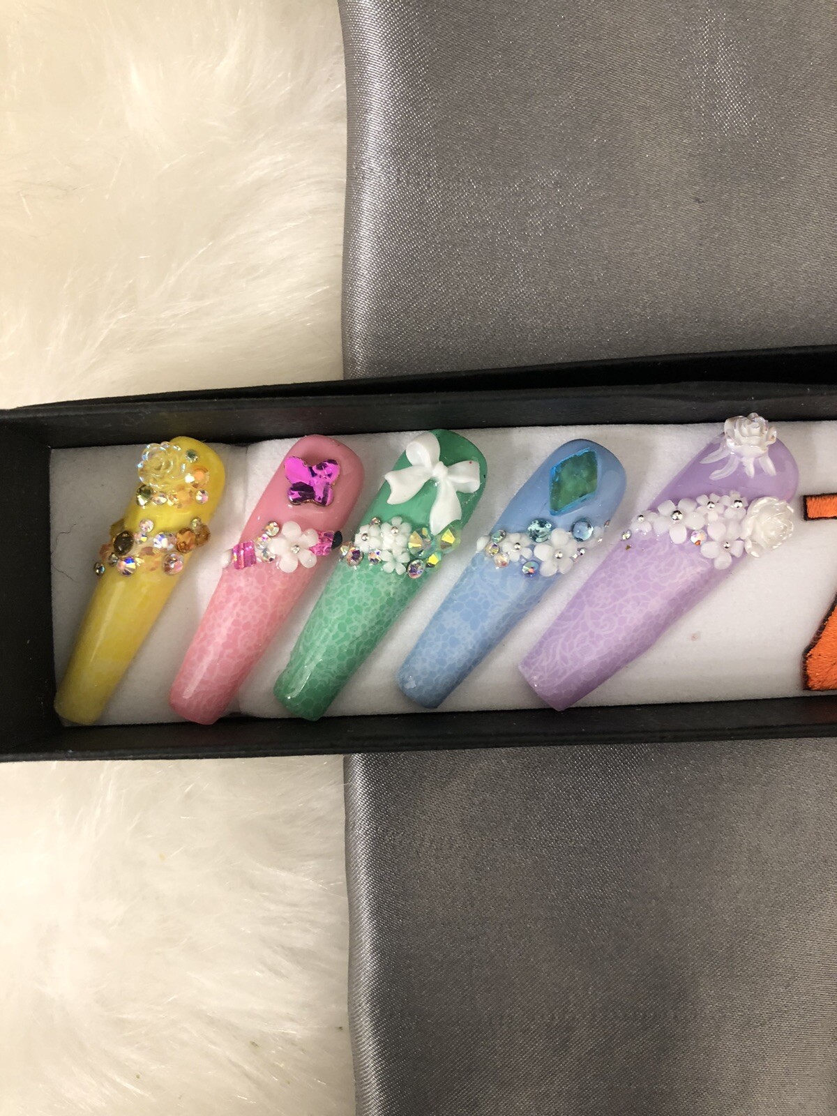 Z NAILZ! Gorgeous Set Of Handcrafted Custom XL Mixed Pastel Ballerina Press Ons