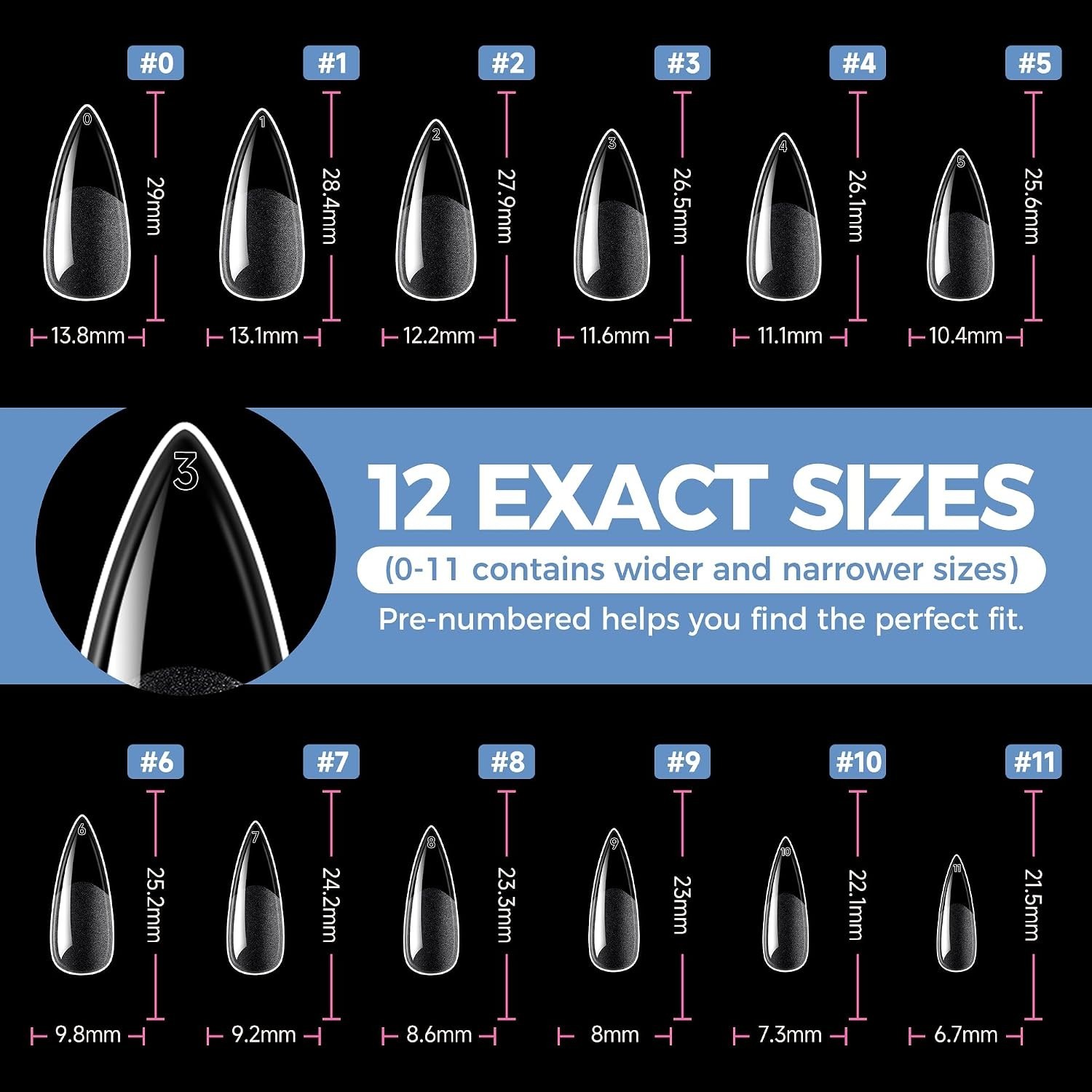 Long-Lasting Stiletto Gel Nail Tips – 216 PCS, Perfect for At-Home Nails