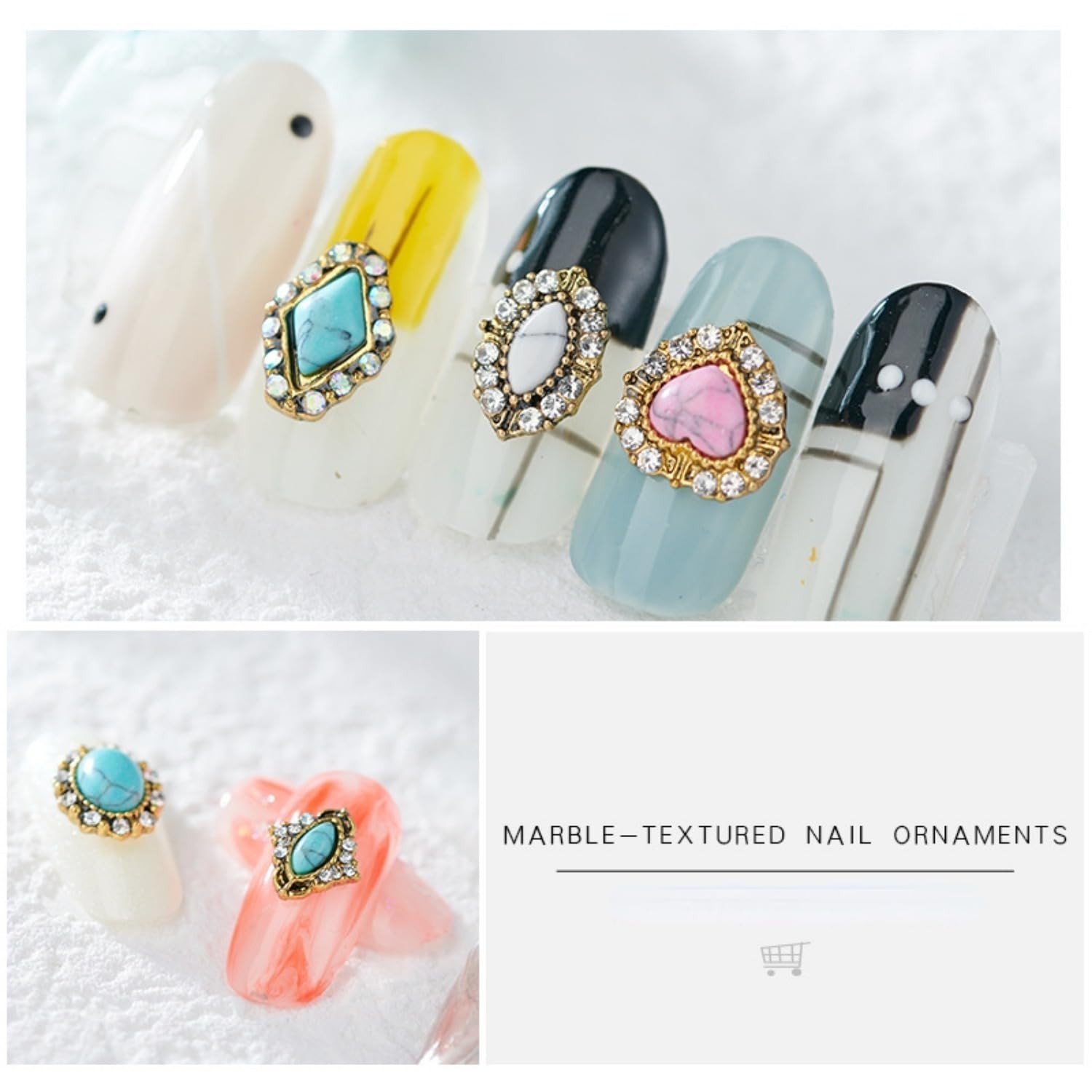 50PCS Western Nails Turquoise Nail Charms 3D Nail Art Supplies Nail Nail Deco…