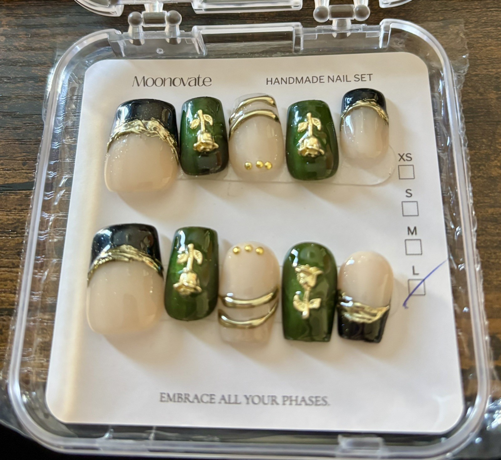 10 Piece Moonovate 3D Reusable Handmade Press On Nails Large size