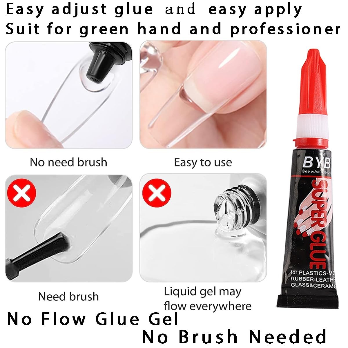 Nail Glue, Super Nail Glue for Acrylic Nails, Professional Nail Glue For Nail…