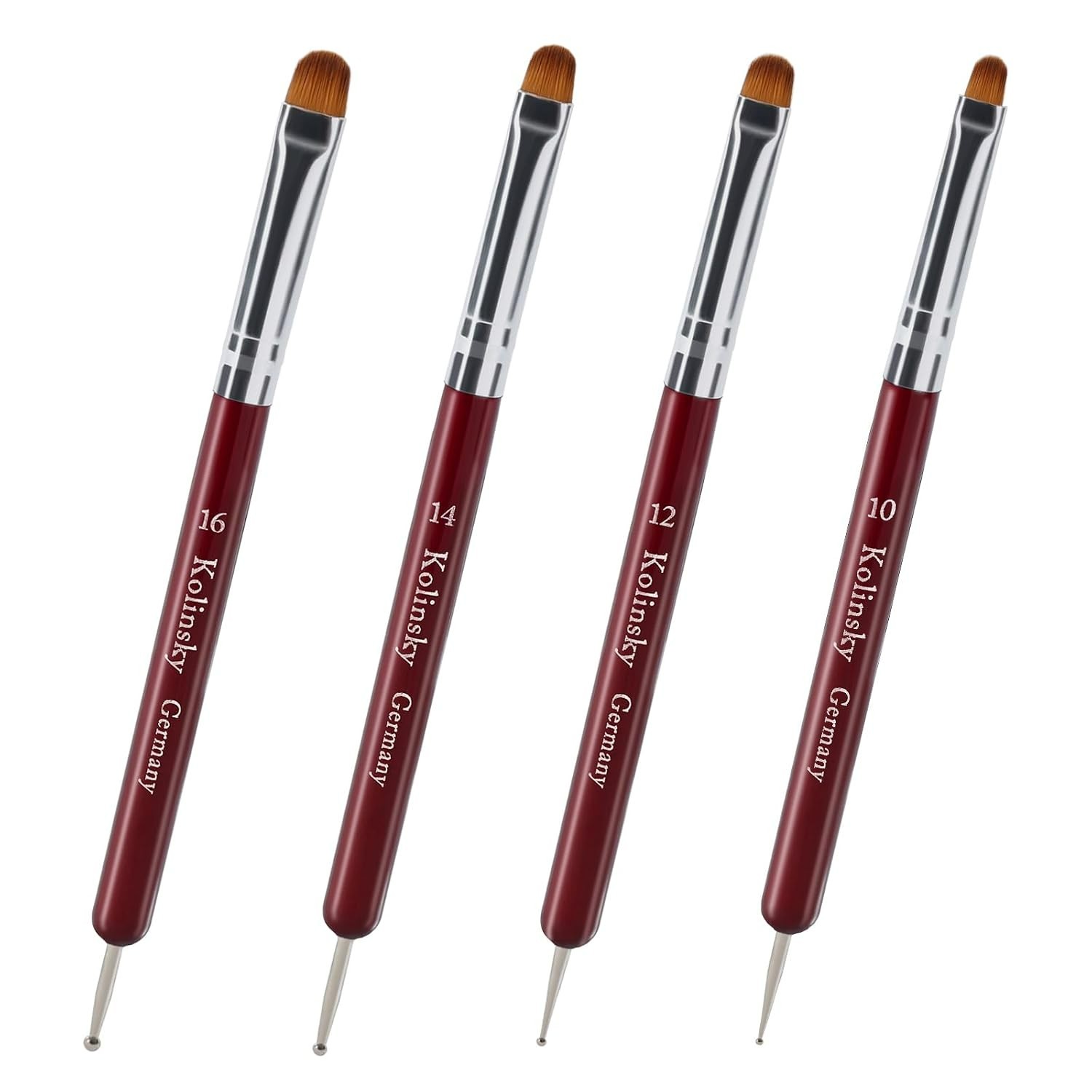 4 Pieces French Tip Nail Brush and Clean up Brush Set, Dual Ended Acrylic Nail A