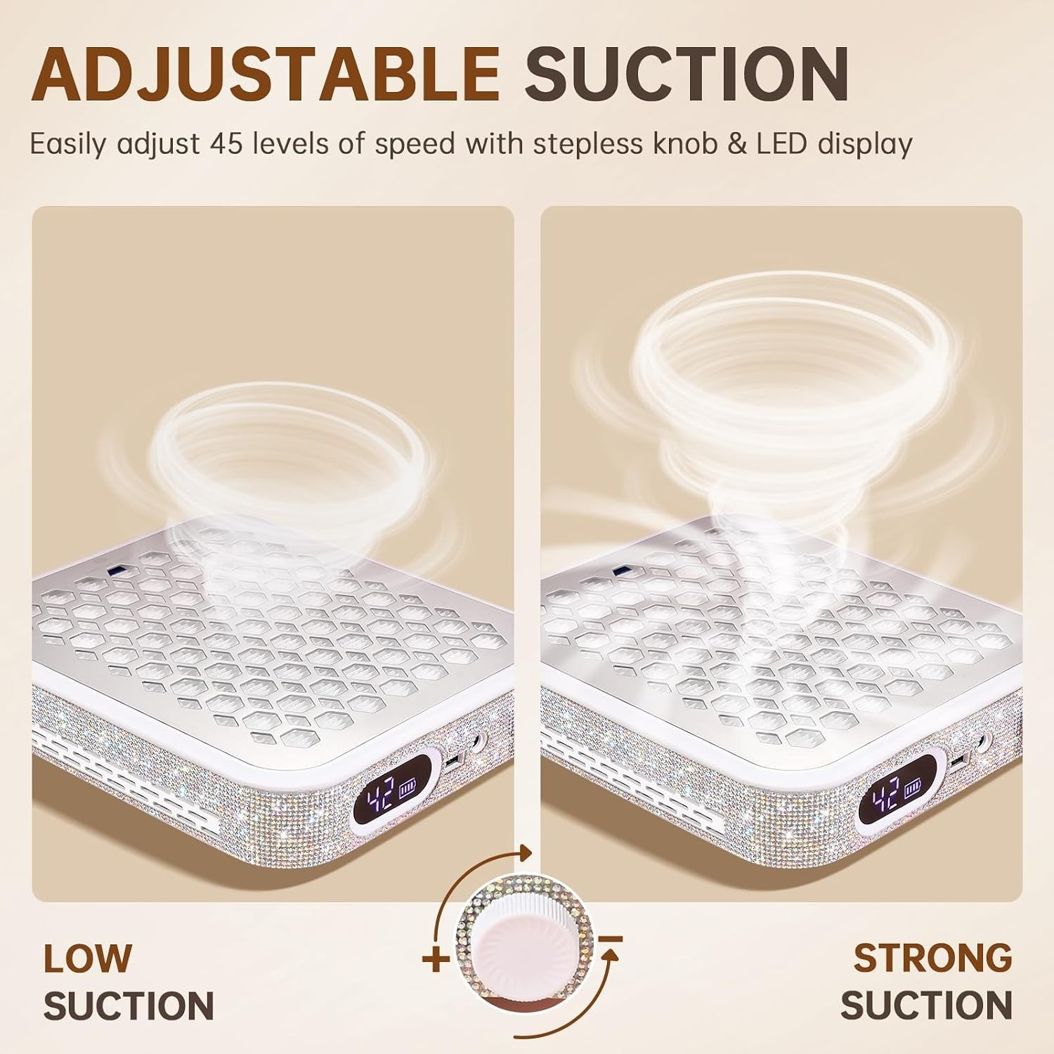 Rechargeable Nail Dust Collector Powerful Vacuum Fan Acrylic Nail Extractor Whit
