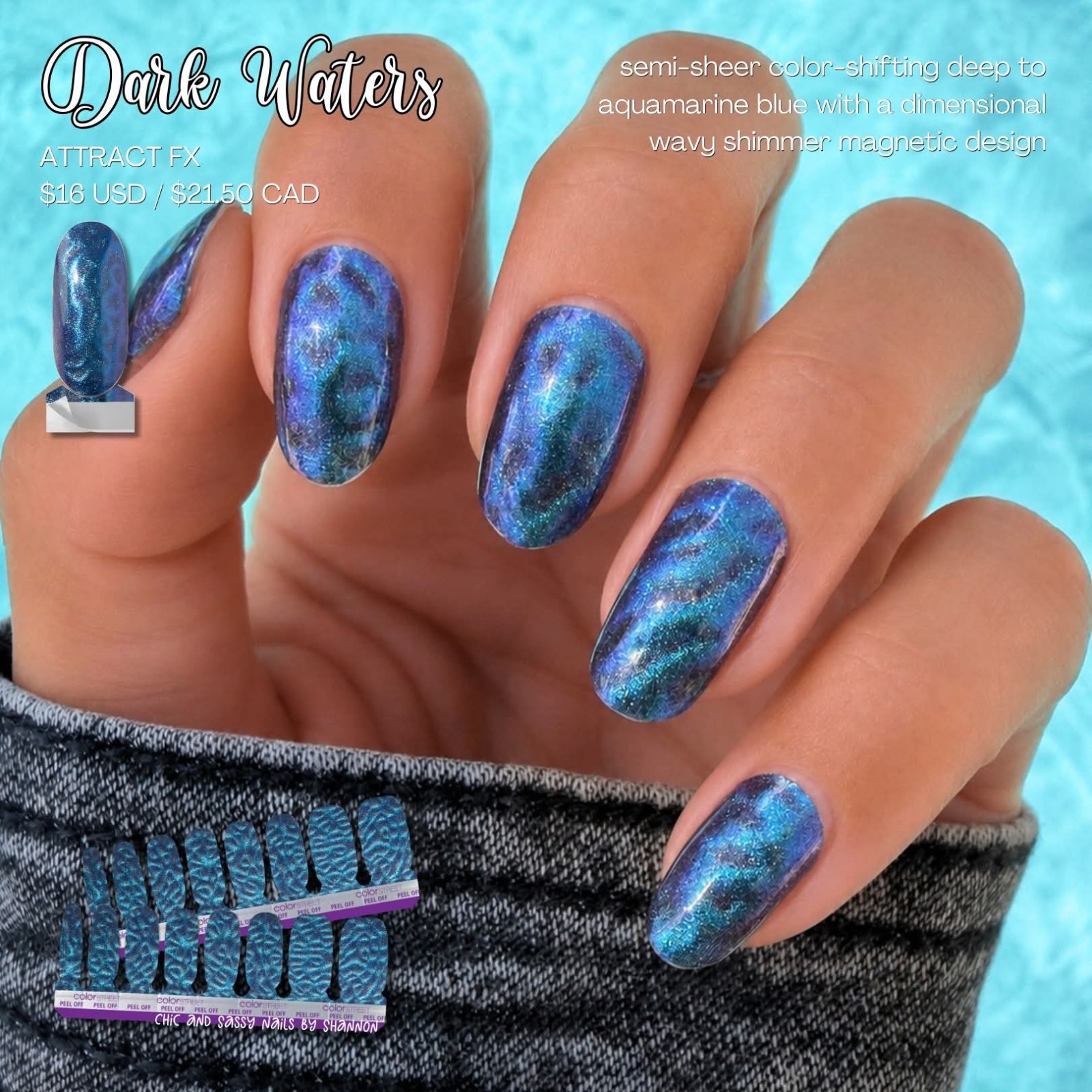💅Color Street Dark Waters Lmtd Edtn Shifting Tides *Free Shipping* Offers***💅