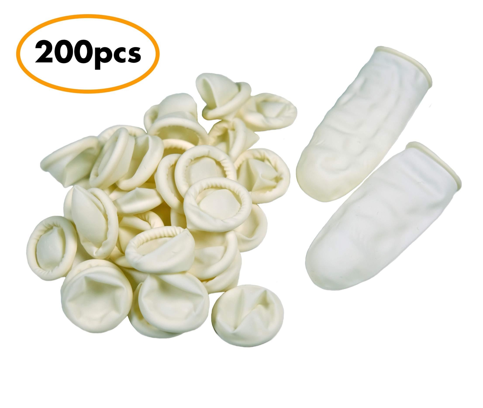 Disposable Latex Finger Cots 200pcs (Large), Anti-Static Rubber Fingertips