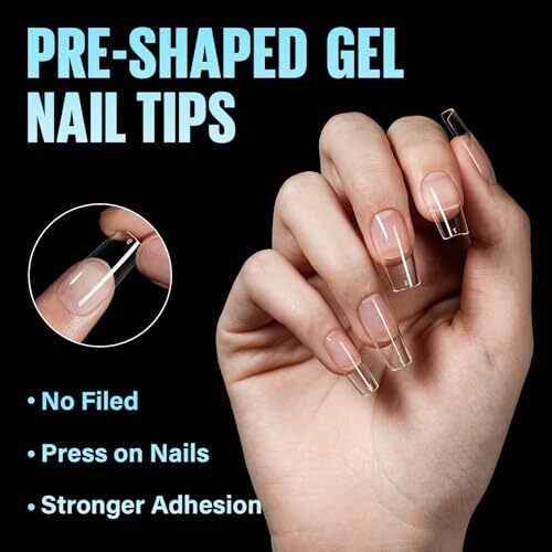 Medium Square Fake Nail Tips, Half Matte Acrylic Pre 240Pcs-Medium Square