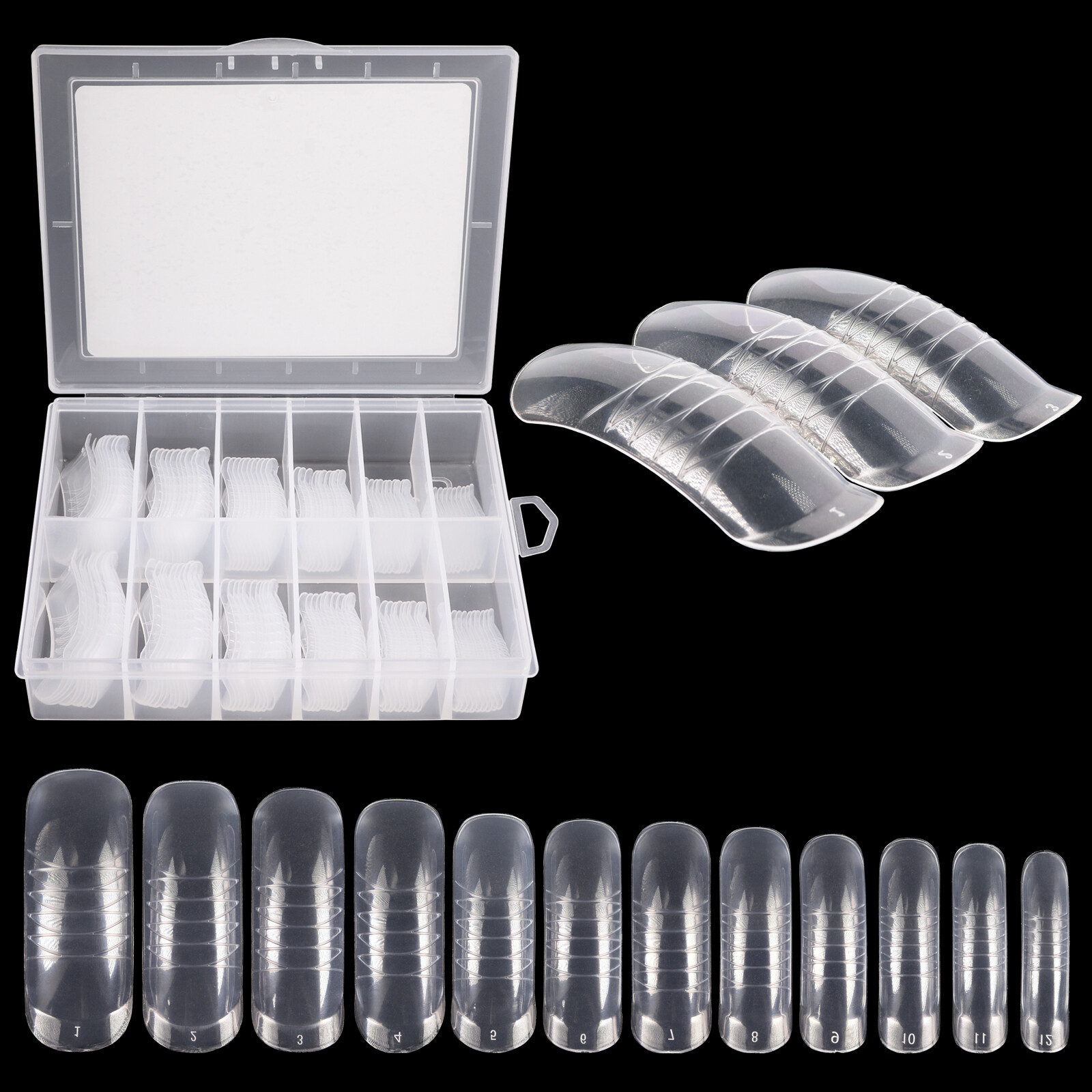 Beauticom USA Dual Nail Form Set Box-Frosted Form Box with 120 Pieces False Tips