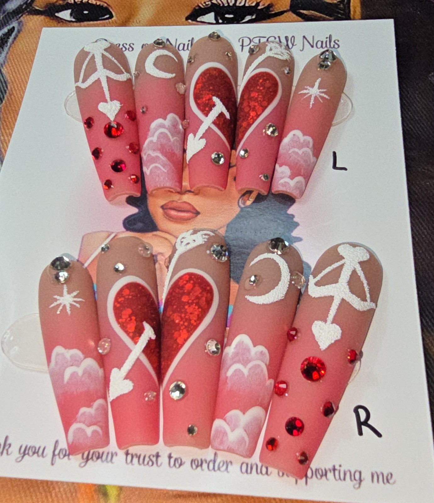 Handmade Gel Press On Nails, Small Size 2,5,4,6,9 XL Long Coffin