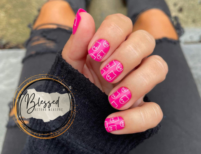 Red Aspen Press On Nails ~Bridget’s Rendezvous with Boo~ Halloween Pink Ghosts
