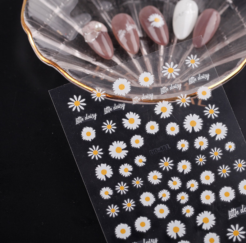 Nail Art Stickers Decal Daisy Flower Emoji Happy Face Smile Self-Adhesive NS45