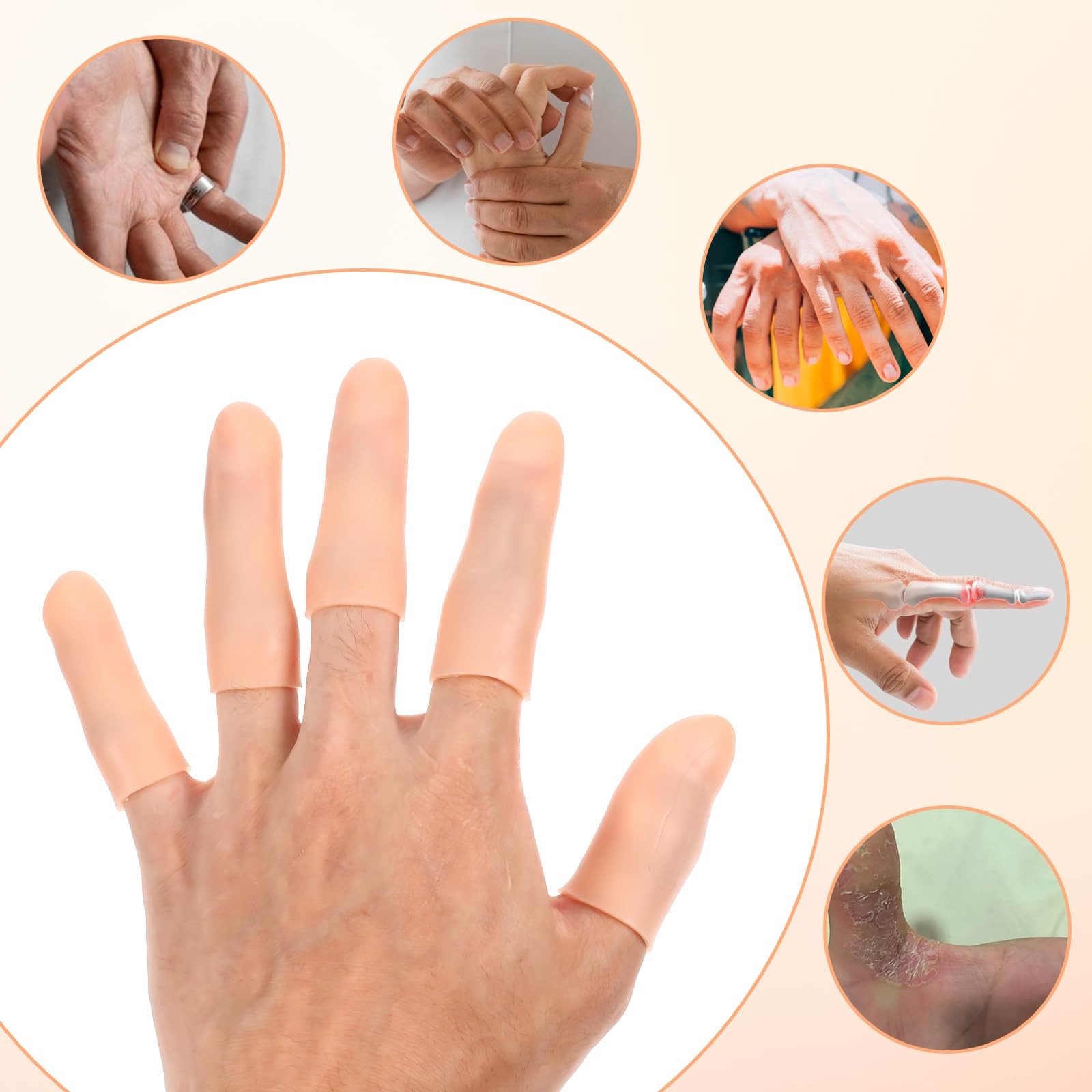 10 Pcs Silicone Finger Protectors, Gel Support Cots Sleeves Finger Covers Thu…