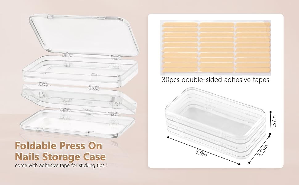 Press On Nail Organizer Case, Tri-Fold Clear Acrylic Empty Press On Nail Storage