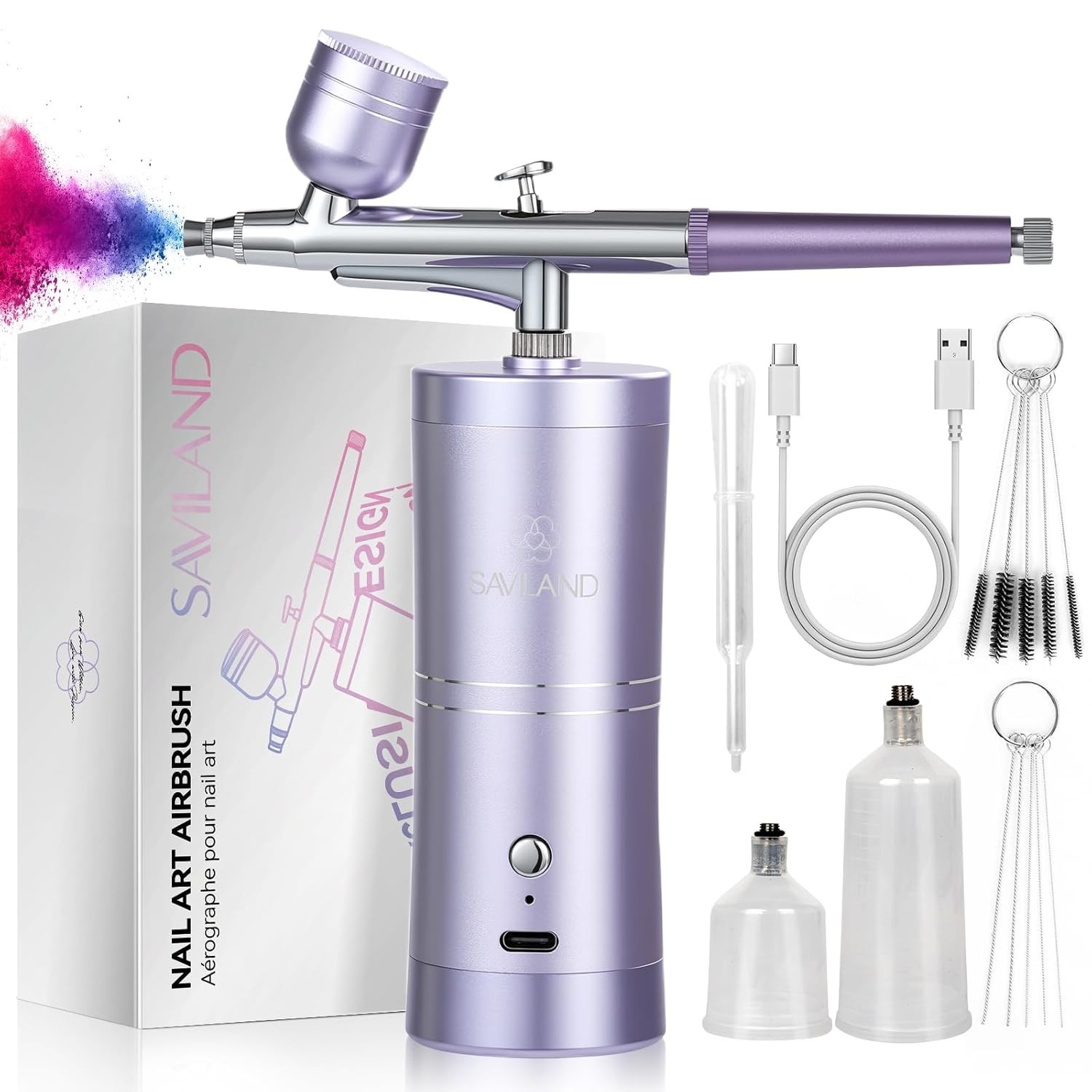 Dual-Mode Rechargeable Nail Airbrush Kit 0.3mm Nozzle Nail Art