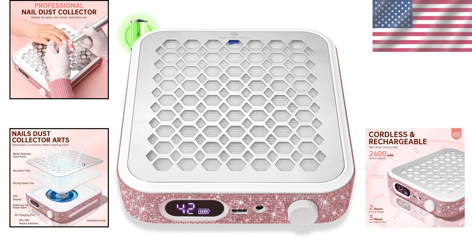 Lightweight Cordless Nail Dust Collector – Perfect for Home & Professional Use