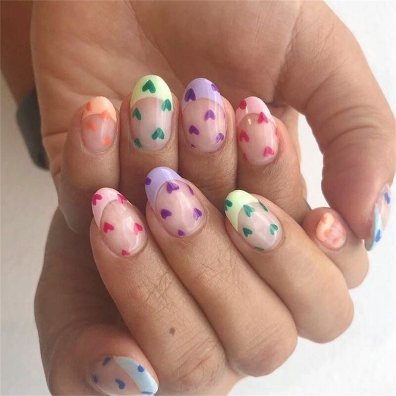 Fashionable Short Almond Press on Nail For Women Valentine s Day Nail 24Pcs