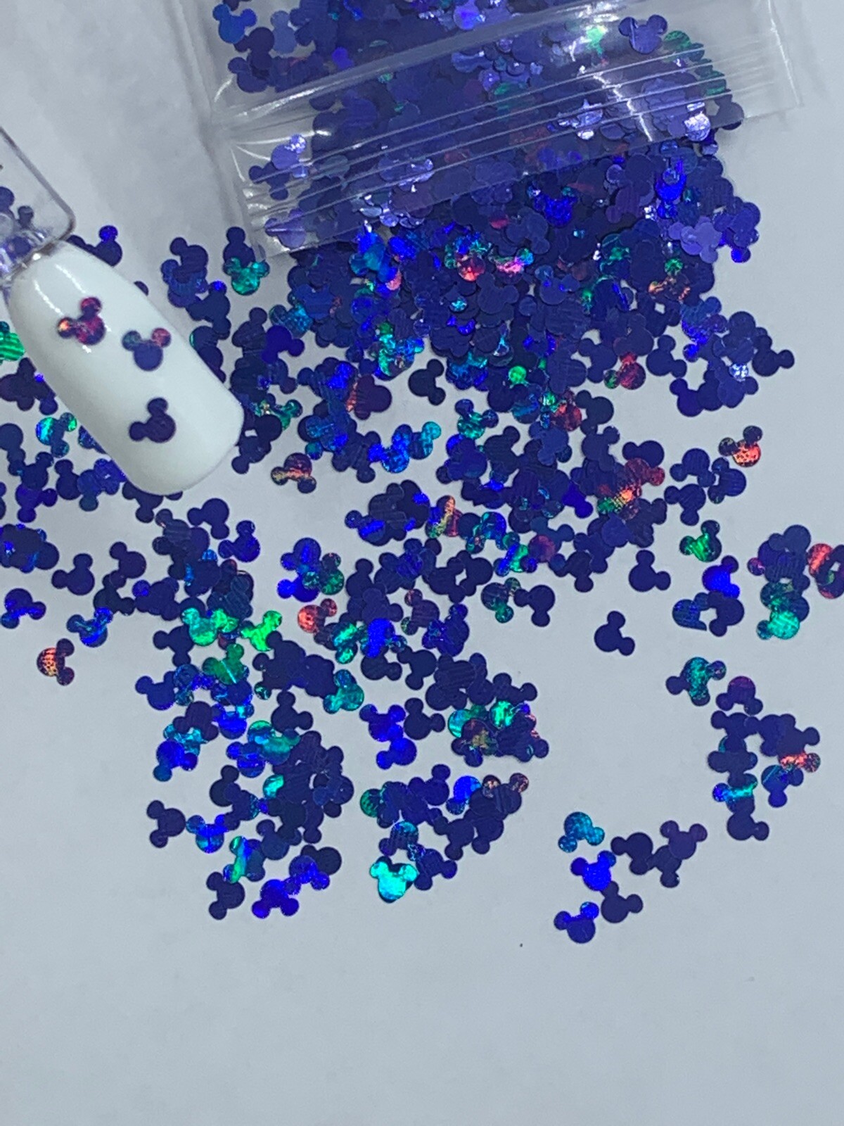 Holographic Blue Mickey Mouse Nail Glitter | 1 TSP | Gel Nail Art & Acrylic