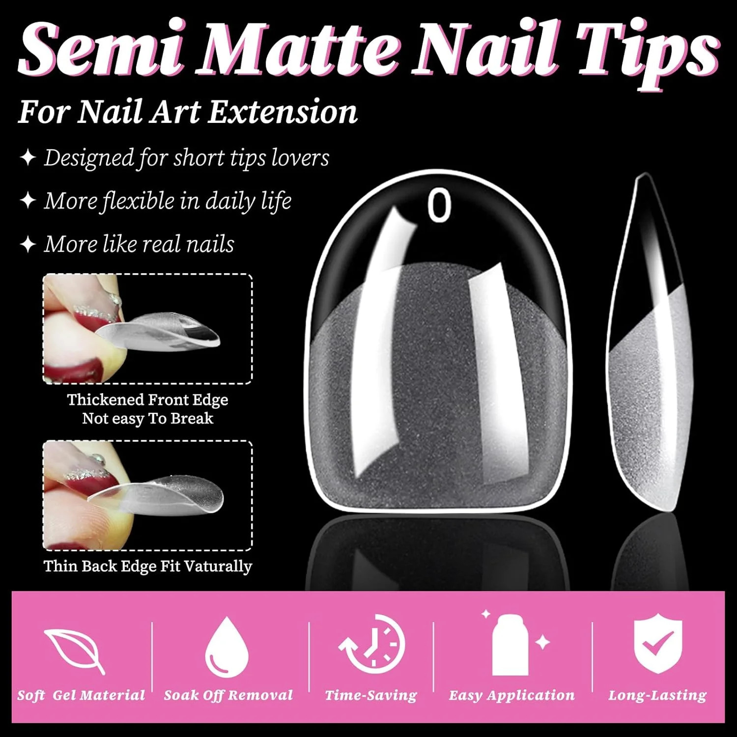 300pc Extra Short Oval Gel Nail Tips Clear Fake Nail, Clear Press on Nails Short