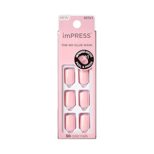 Kiss No Glue Mani Press On Nails, Color, ”, 30 Count (Pack of 1) Pick me Pink