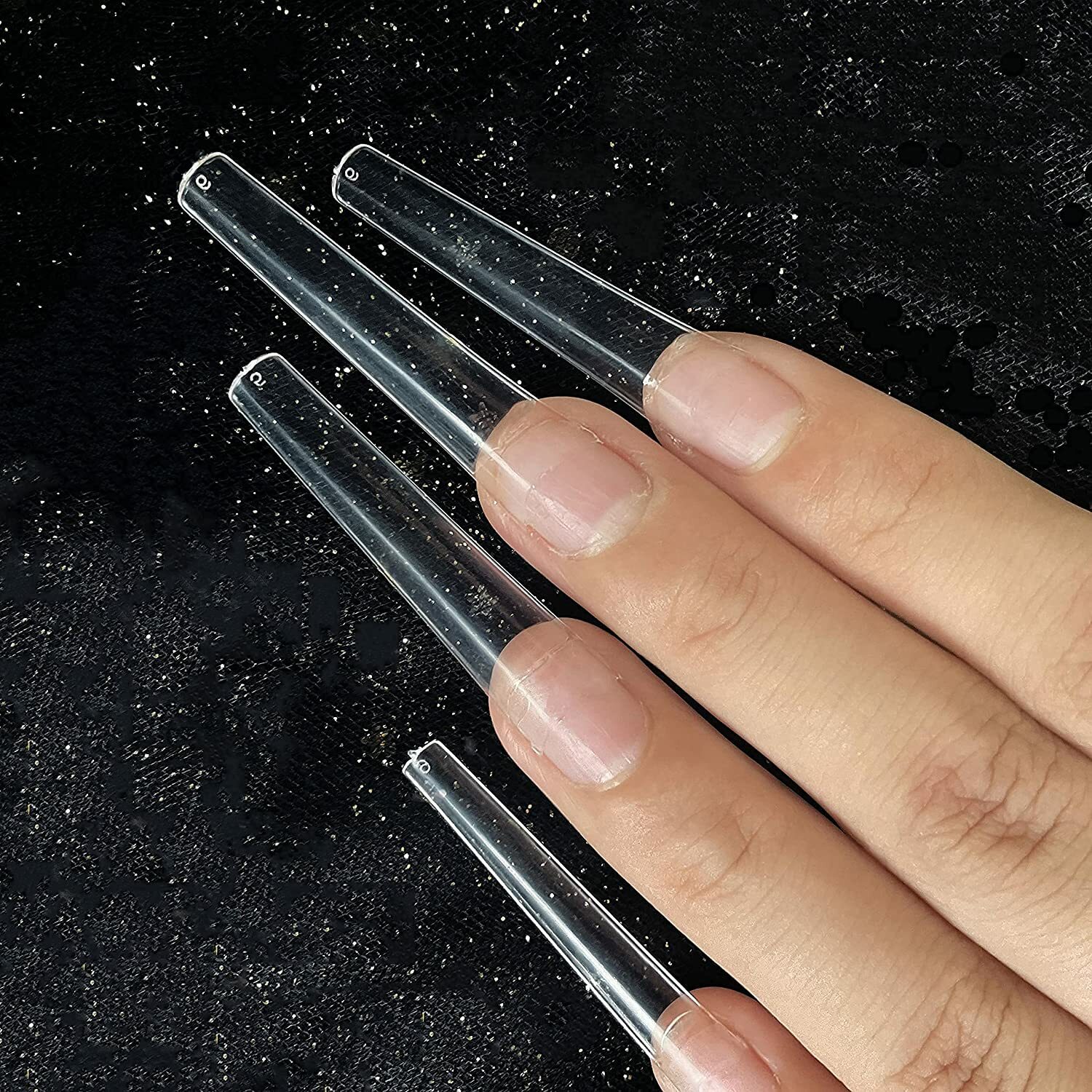 NEW No C Curve Straight 2XL 3XL Long Coffin Square Stiletto Acrylic Nail Tips