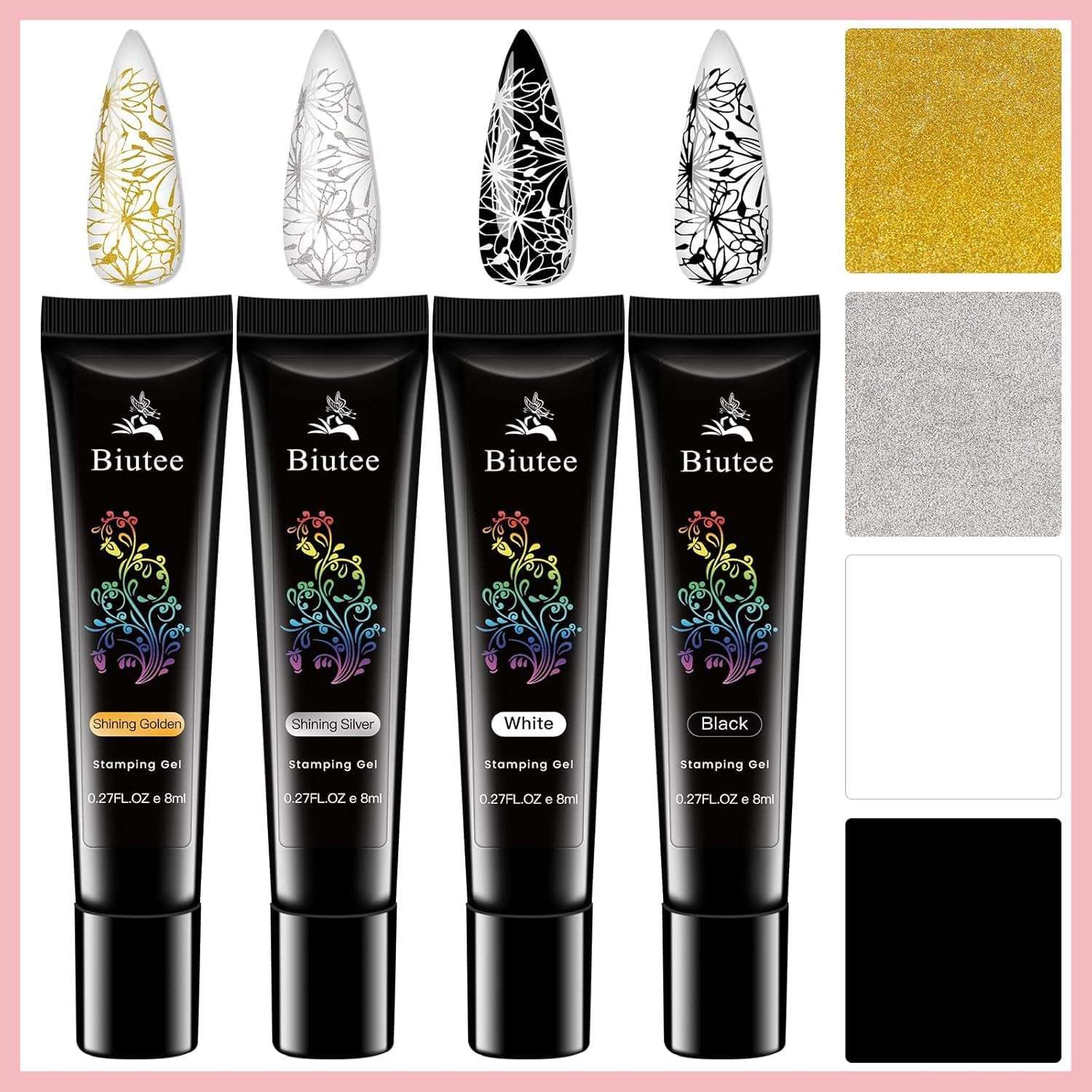 Stamping Nail Polish Gels, 12 Colors Stamping Gels 0.25 Fl Oz Soak off Printed G