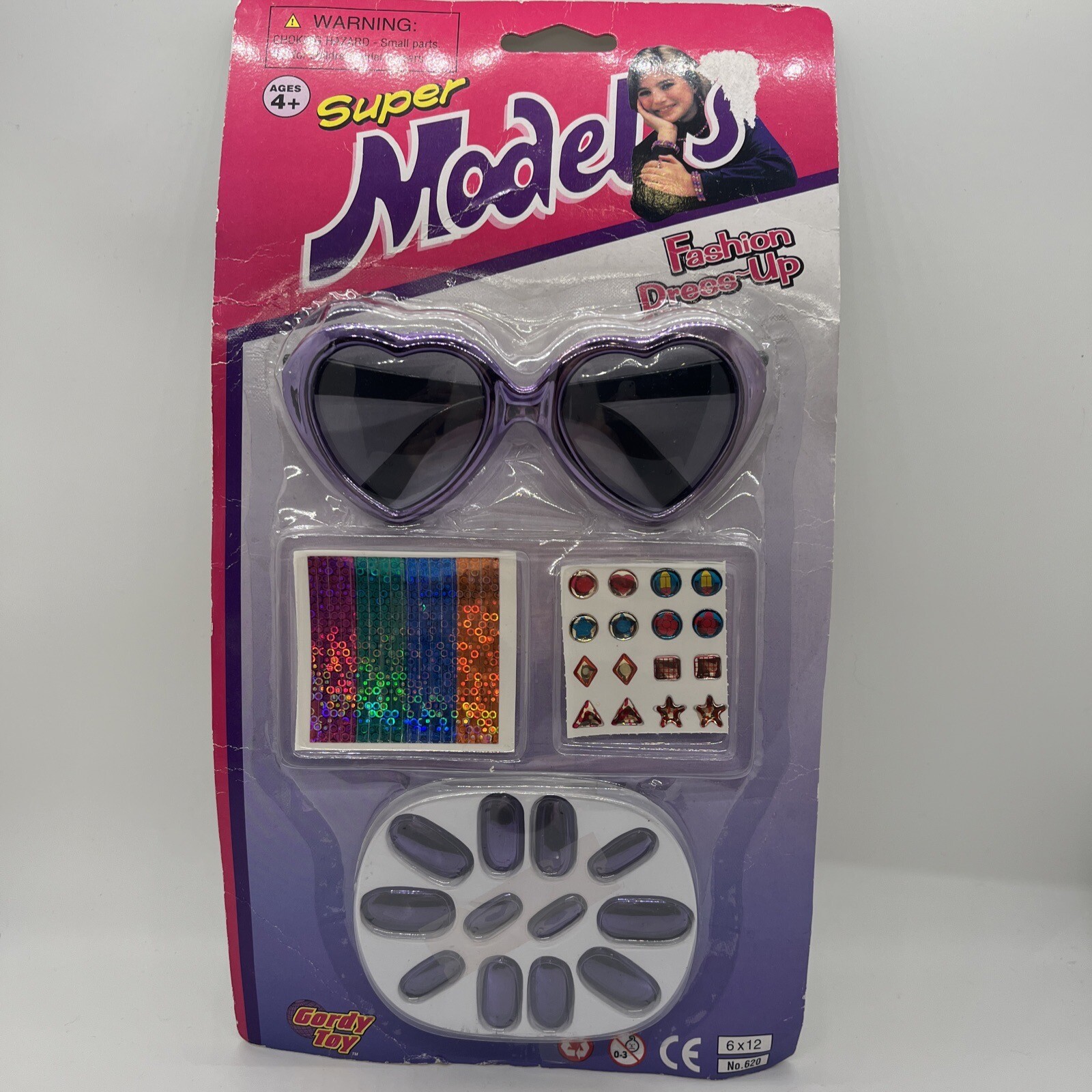 Vintage 2000 Gordy Toys Super Model Press On Gold Fingernails with Stickers Kids