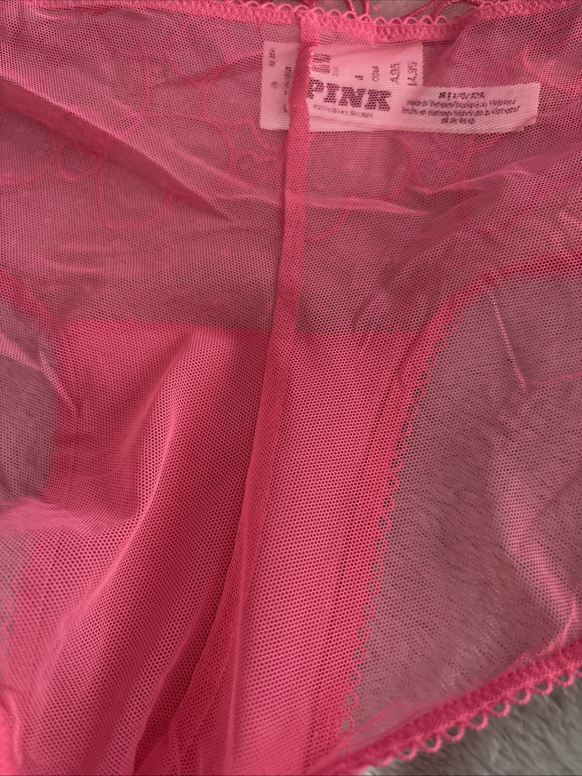 Victoria Secret Pink Cheeky Hiphugger Mesh Panty Sexy Lace Wink Heart Embroidery