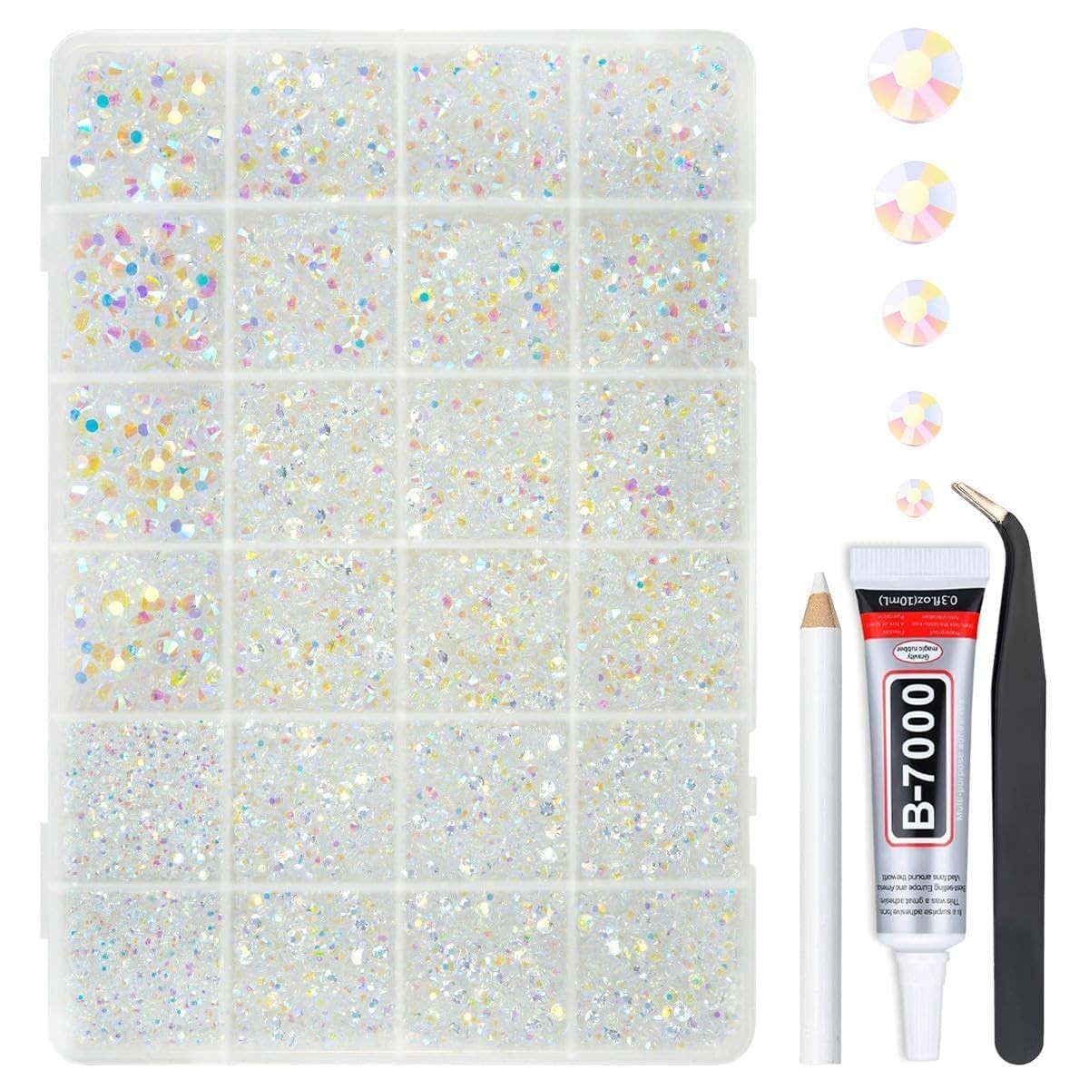 Transparent AB Resin Rhinestones w B7000 Glue for Bedazzling Crafting 2mm-6mm…