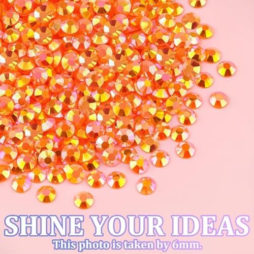 Flatback Rhinestones 25000Pcs Orange AB 2-6mm Mixed Resin Nail Art Gems