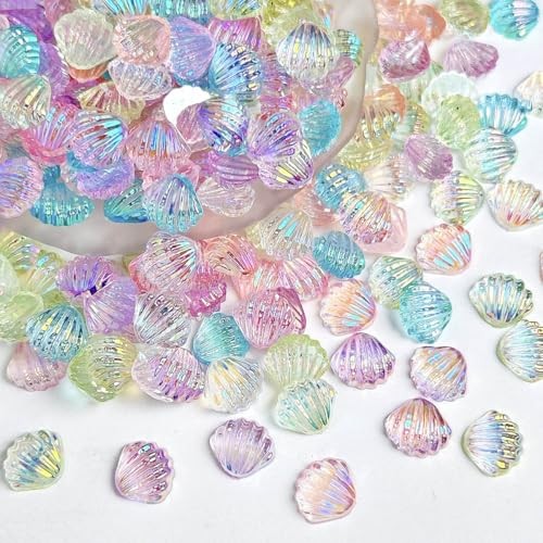 250Pcs Seashell Nails Charms 3D Resin Summer Ocean Nails Art Charms off-white