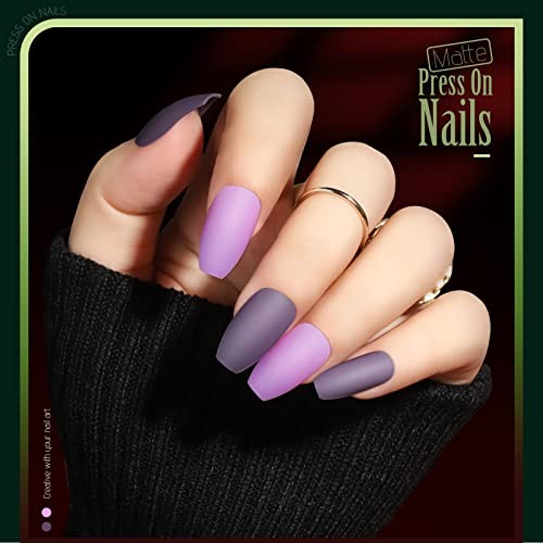 Set of 24 Coffin Shape Press On Nails – B Matte and Glossy – B Coffin Shape