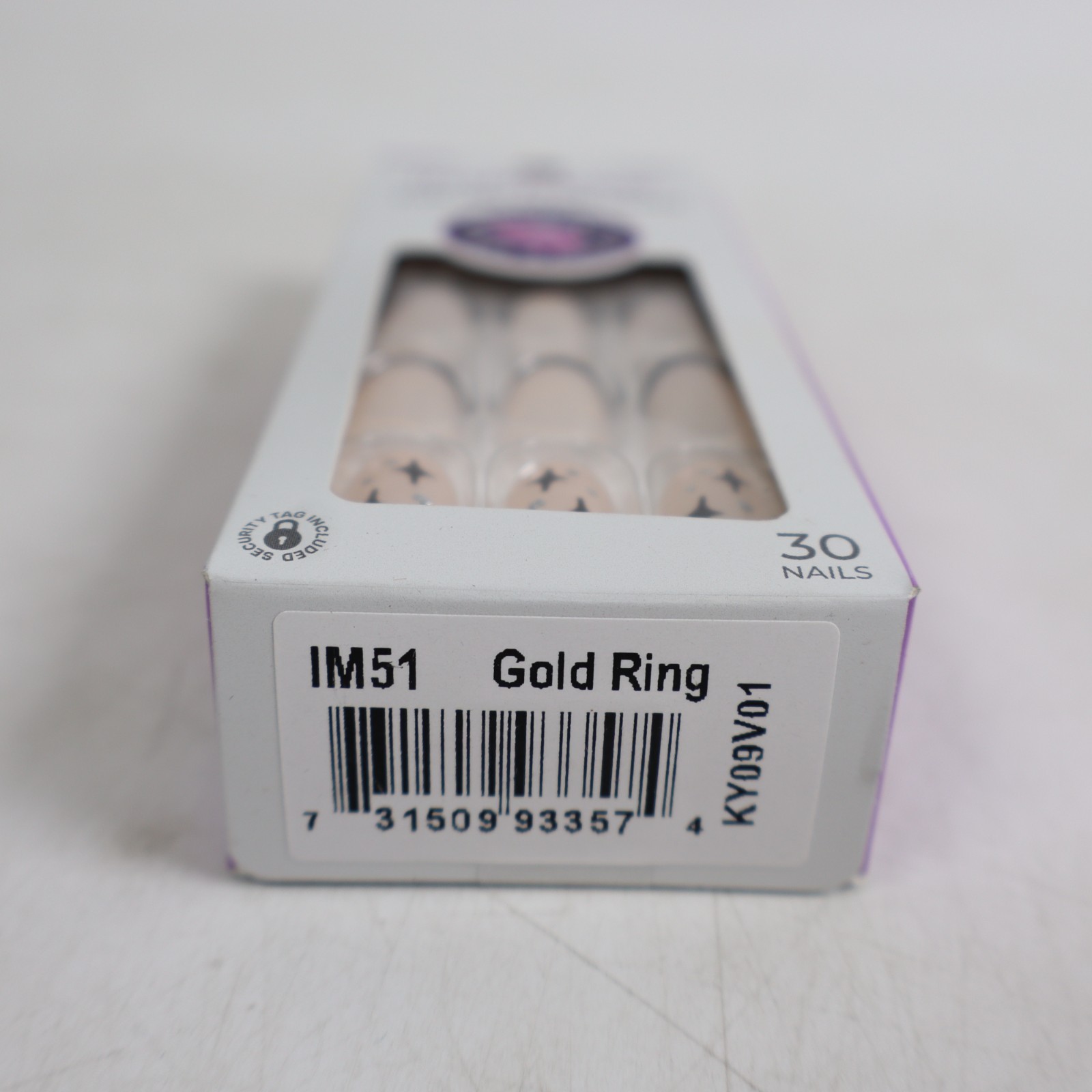 2 PACK imPRESS French Tip Press On Nails, ‘Gold Ring’, Black, Short Oval, French